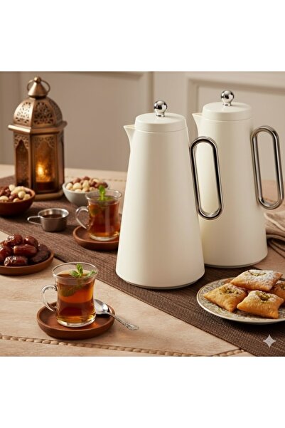 Host طقم ترامس ضيافة فاخر بلون كريمي أنيق 🤍 | تصميم عصري | مثالي للشاي والقه...