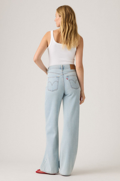 Levi's بنطلون جينز نسائي واسع الساق من ريب كيبي رايد وايد ليج تي آر أوفر سايز ستون