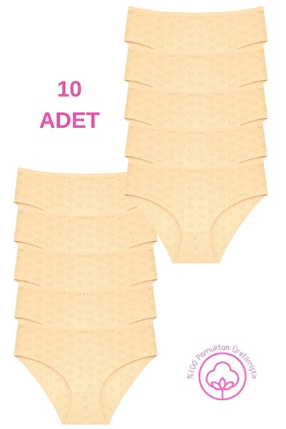 Newlilla 1506 Heart 100% Cotton Pack of 10 Women's Bato Panties