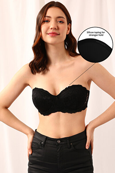 Clovia Padded Underwired Full Coverage Multiway Strapless Bra in Black with B...