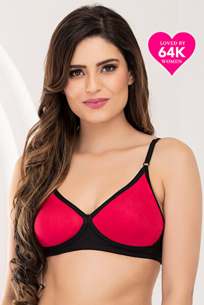 Clovia Full Coverage T shirt Bra With Cross-Over Moulded Cups In Black - Cott...