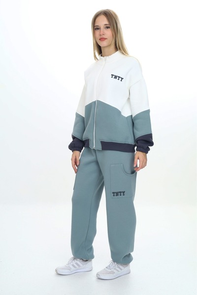 Toontoy Κοριτσίστικο σετ 2 τεμαχίων: Φούτερ με φερμουάρ και όρθιο γιακά με στ...