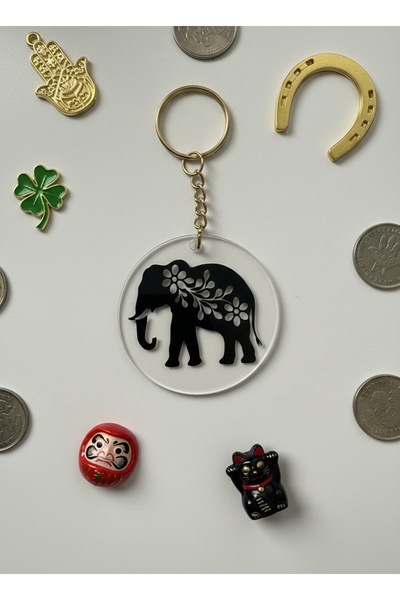 AUREVA Lucky Elephant Plexiglass Keychain – Symbol of Abundance and Prosperit...