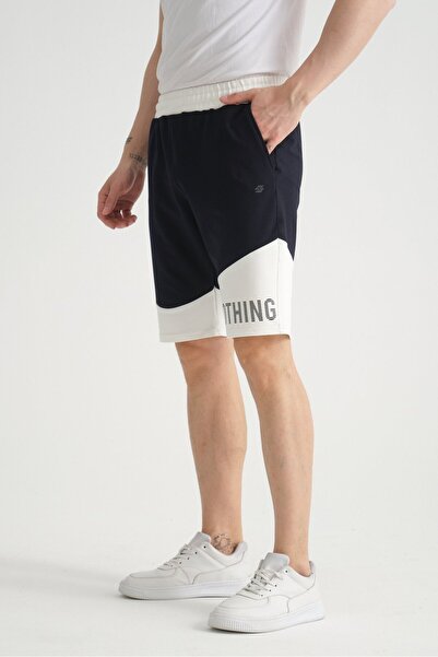 Shooter Sportswear Lacivert Erkek Şort Pamuklu Baskılı Yandan Cepli Regular K...
