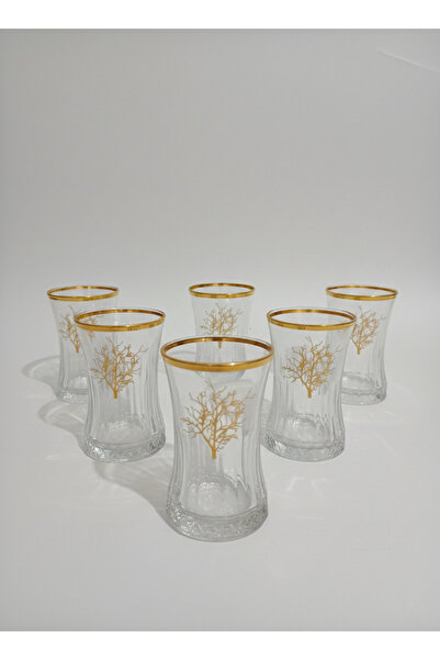 By Alsancak Hayat Ağacı Desenli 6lı Çay Bardağı
