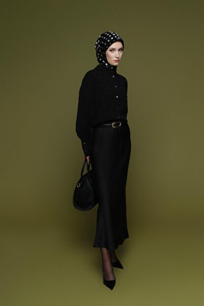 Armine Viskon Jakarlı Tunik Siyah