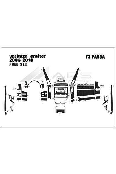 Marscockpitdesign غطاء كونسول توربيدو لمرسيدس سبرينتر-كرافتر 2006-2018 73 قطعة