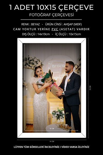 857 Tasarım 1 Adet 10x15 Beyaz Mdf Çerçeve - 10x15 Çerçeve - Mini Fotoğraf Çe...