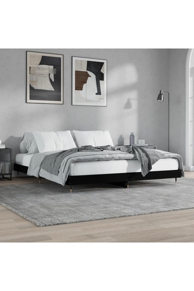 Concept Cadru de pat, negru, 200x200 cm, lemn prelucrat