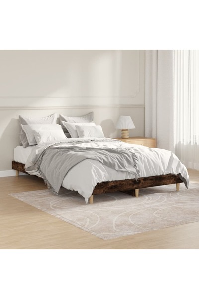 Concept Cadru de pat, stejar afumat, 120x190 cm, lemn prelucrat