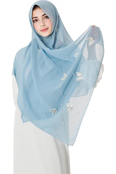 Hophor Islamic Prayer Hijab for Women, Lightweight Pearl Chiffon Scarf with 3...