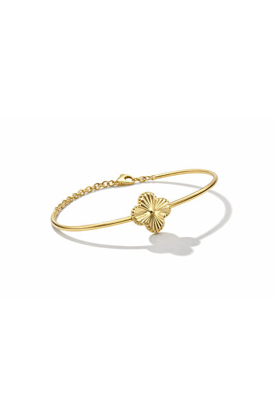 Vi store Steel Clover Handcuff Bracelet