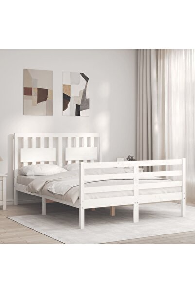 Concept Cadru de pat cu tăblie, alb, 120x200 cm, lemn masiv