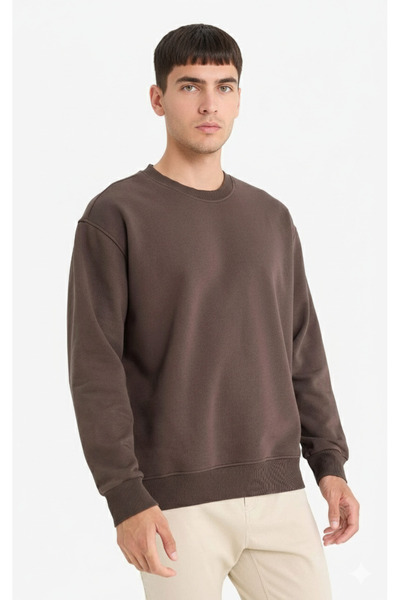 ARDSU Comfortable and Stylish Brown Crew Neck Sweatshirt, 100% Cotton