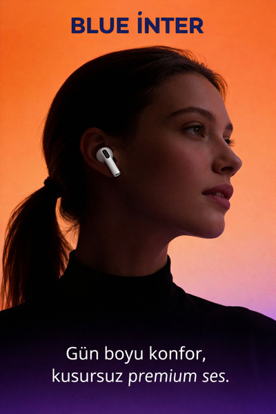 BLUE İNTER PRO2 Kablosuz Bluetooth Kulak İçi Kulaklık Ekstra Bas, HD Arama, Şarj Kutulu + SİYAH KILIF HEDİYE