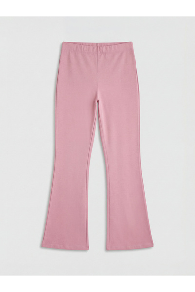 LC Waikiki مجموعة إلسيفا: بنطلون بناتي واسع الساقين باللون الوردي مع خصر مطاطي