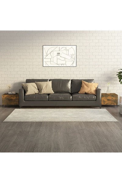 Concept Măsuțe de cafea cu picioare metalice, 2 buc., stejar afumat, 50x50x40 cm