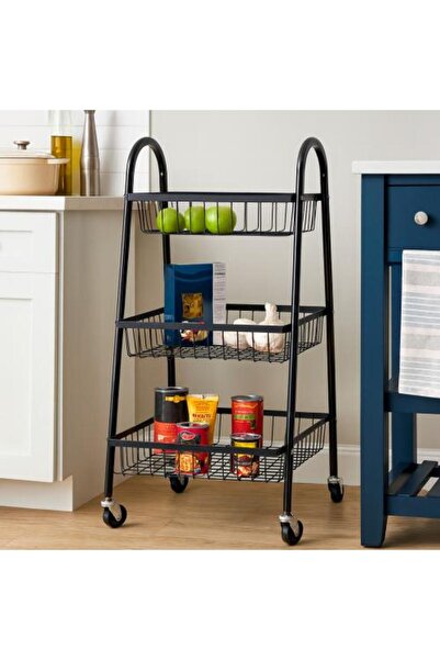 Generic Metal Storage Cart with Three Shelves and Wheels
