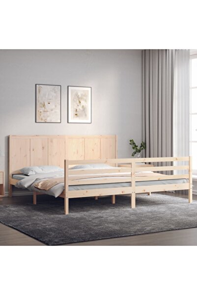 Concept Cadru de pat cu tăblie 200x200 cm, lemn masiv de pin