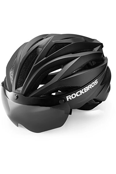 ROCKBROS Bike Helmet with Visor, Detachable UV Protective Goggles, Unisex - B...