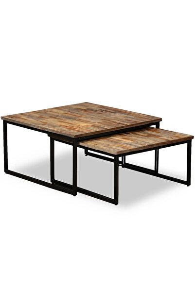 Concept Set măsuță de cafea, 2 piese, lemn masiv de tec reciclat