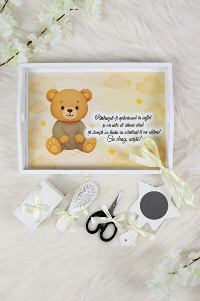 GoVo Kids Set tavita taiere mot, Ursulet, 6 piese, Ivoire-Crem, 35×20 cm – Ac...