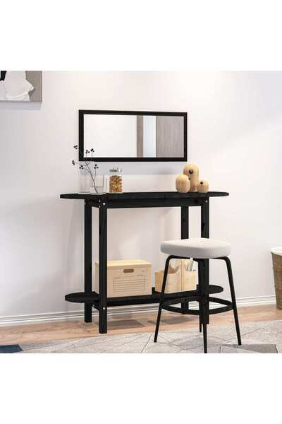 Concept Masă consolă, neagră, 110x40x80 cm, lemn masiv de pin