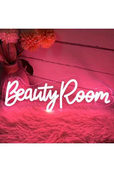 Slasa لوحة نيون LED لغرفة التجميل، 40×14 سم، بقاعدة أكريليك 6 مم، لون وردي خو...