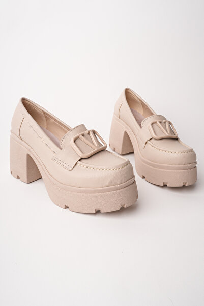 Madam Tarz Mhd-907 Thick Heel V Buckle Loafer