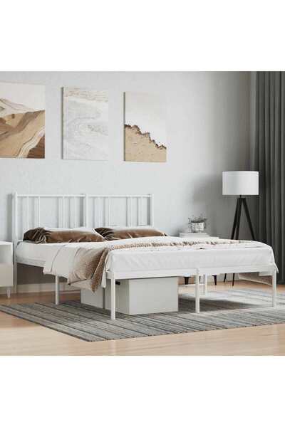 Concept Cadru de pat metalic cu tăblie, alb, 120x200 cm