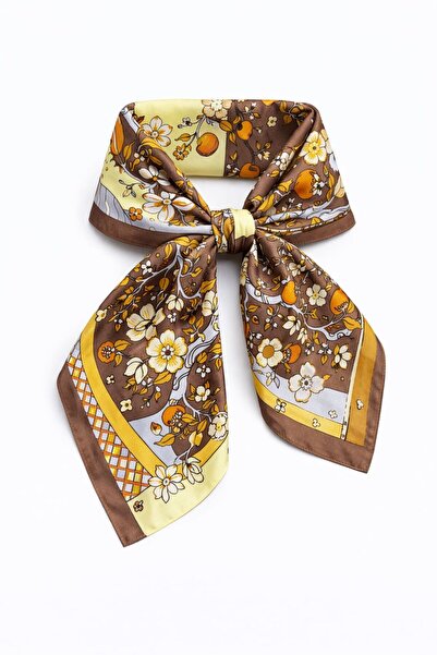 MAESTRO WOMAN Kadın Sarı Desenli İpek Fular 70x70