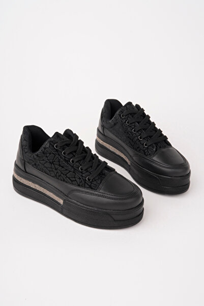 Madam Tarz Lyd-1160 Glittery Stone Detailed Tied Sports Shoes