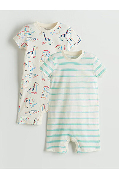 LC Waikiki Rmz Gi̇yi̇m Farkiyla Zero Roba Collar Baby Boy Jumpsuit 2-Pack