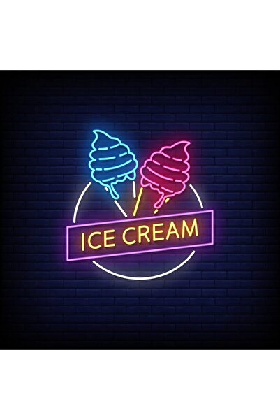 Slasa Ice Cream Neon Wall Art 60x55 cm with 6 mm Acrylic Base