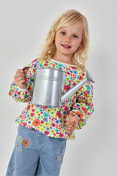 Boboli Floral Embroidered Denim Trousers 2-6 Years Blue