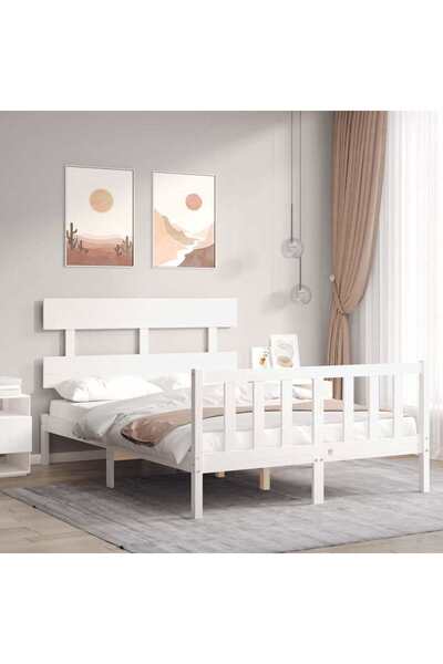 Concept Cadru de pat cu tăblie, alb, 120x200 cm, lemn masiv