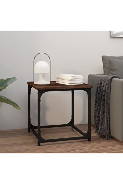 Concept Masă laterală, stejar afumat, 40x40x40 cm, lemn stratificat