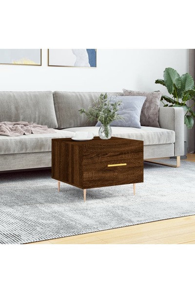 Concept Masă de cafea, stejar maro, 50x50x40 cm, lemn prelucrat