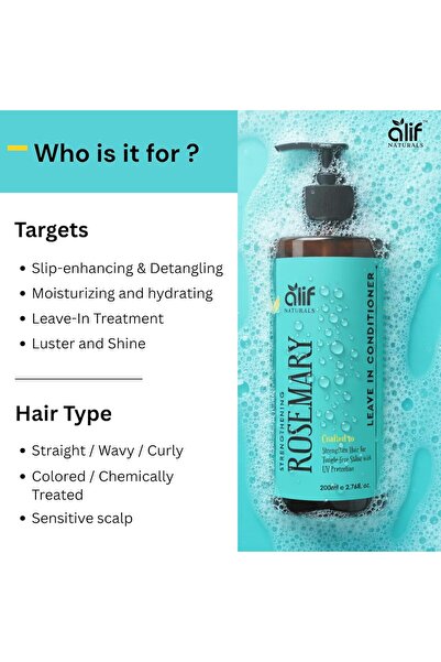 ALIF NATURALS Rosemary Leave-In Conditioner – Hydrating Anti-Frizz & Detangling Conditioner – Strengthening &