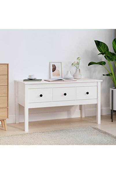 Concept Masă de cafea, albă, 102x49x55 cm, lemn masiv de pin