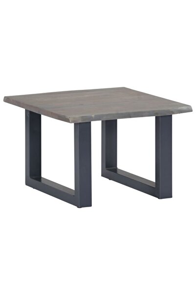 Concept Τραπεζάκι σαλονιού, γκρι άκρες, 60x60x40 εκ., μασίφ ξύλο ακακίας