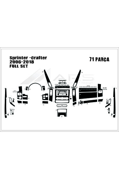 Marscockpitdesign غطاء كونسول توربيدو لمرسيدس سبرينتر-كرافتر 2006-2018 73 قطعة