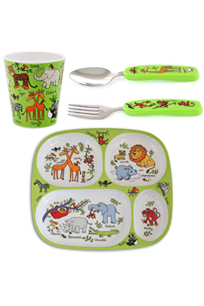 Tyrrell Katz Melamine Divided Plate / Drinking Cup / Boxed Cutlery Set Jungle