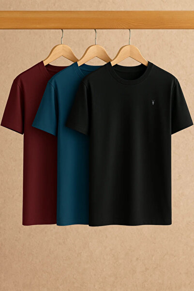 COMBİNE MİCHAİL Tricou confortabil pentru bărbați, cu gât crew, larg, 3 piese