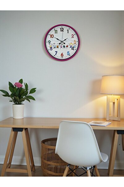 Lunaev ساعة حائط لغرفة الأطفال باللون الوردي مقاس 36 سم