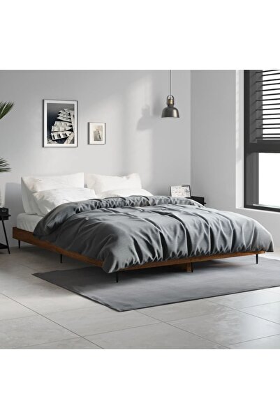 Concept Cadru de pat, stejar maro, 135x190 cm, lemn prelucrat