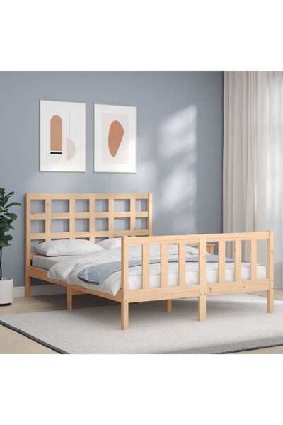 Concept Cadru de pat de 1,2 m cu tăblie, pentru două persoane mic, lemn masiv