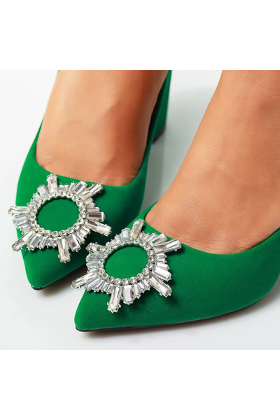 Zaira Women's Water Green Heeled Shoes #14229 - 39