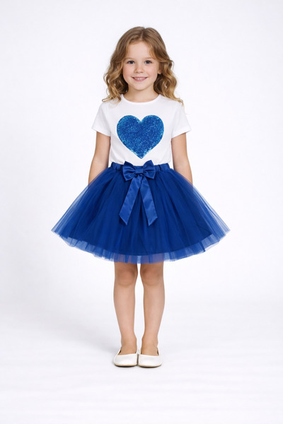 Nacar 23 Nisan 29 Ekim Gösteri Kıyafeti Kalp Detaylı Kız Çocuk Tütü Takım