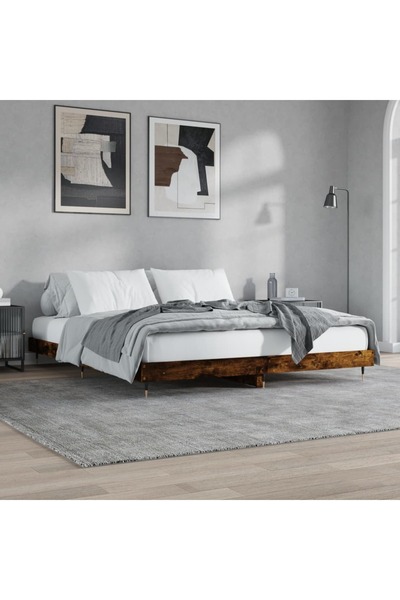 Concept Cadru de pat, stejar afumat, 120x200 cm, lemn prelucrat